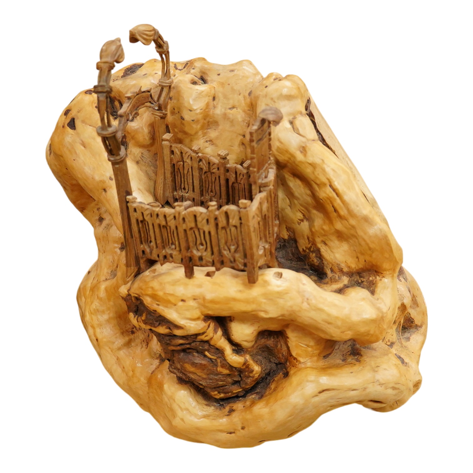 Pierre Decorse (b.1953), a large naturalistically modelled wooden sculpture depicting a French metro station entrance, 43cm high